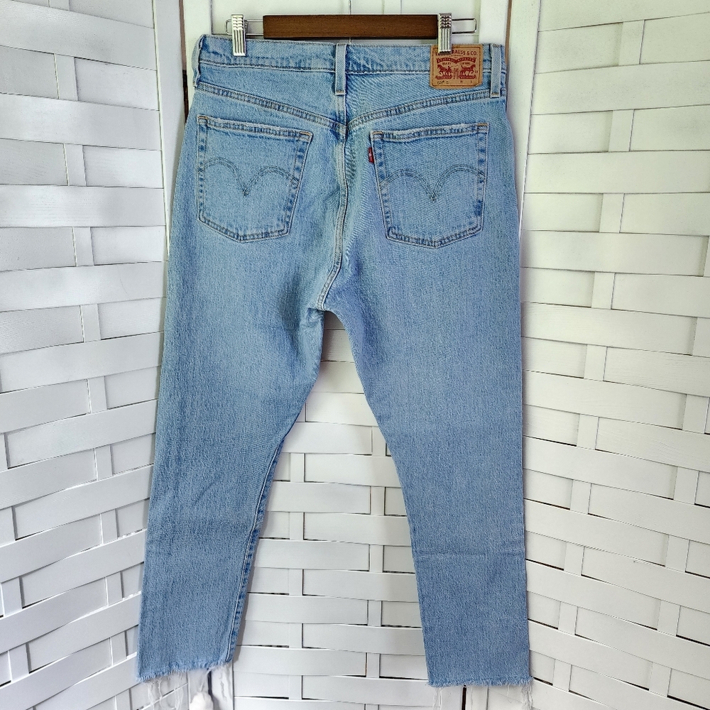 Levi's 501 Light Wash Cropped Raw Hem Jeans